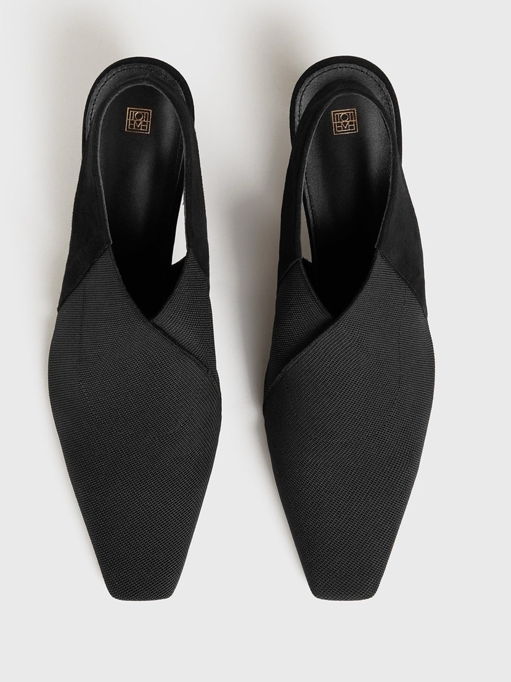 NWT TOTEME The Mid-Heel Black Elastic Suede Trim Square Toe Slingback Pumps 37 - Picture 6 of 17